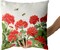 Spring Summer Pillow Covers, 18x18 inch, Set of 2, Geranium Watercolor Flowers, Decorative Throw Pillow Covers for Family Indoor Home Living Room, Couch, Sofa, Bed